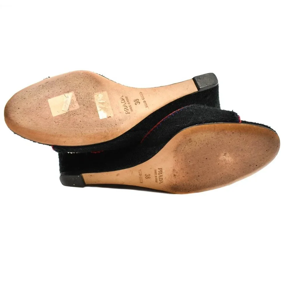 PRADA Black, Crochet Flowers Wedges Size: 8 - Picture 9 of 9